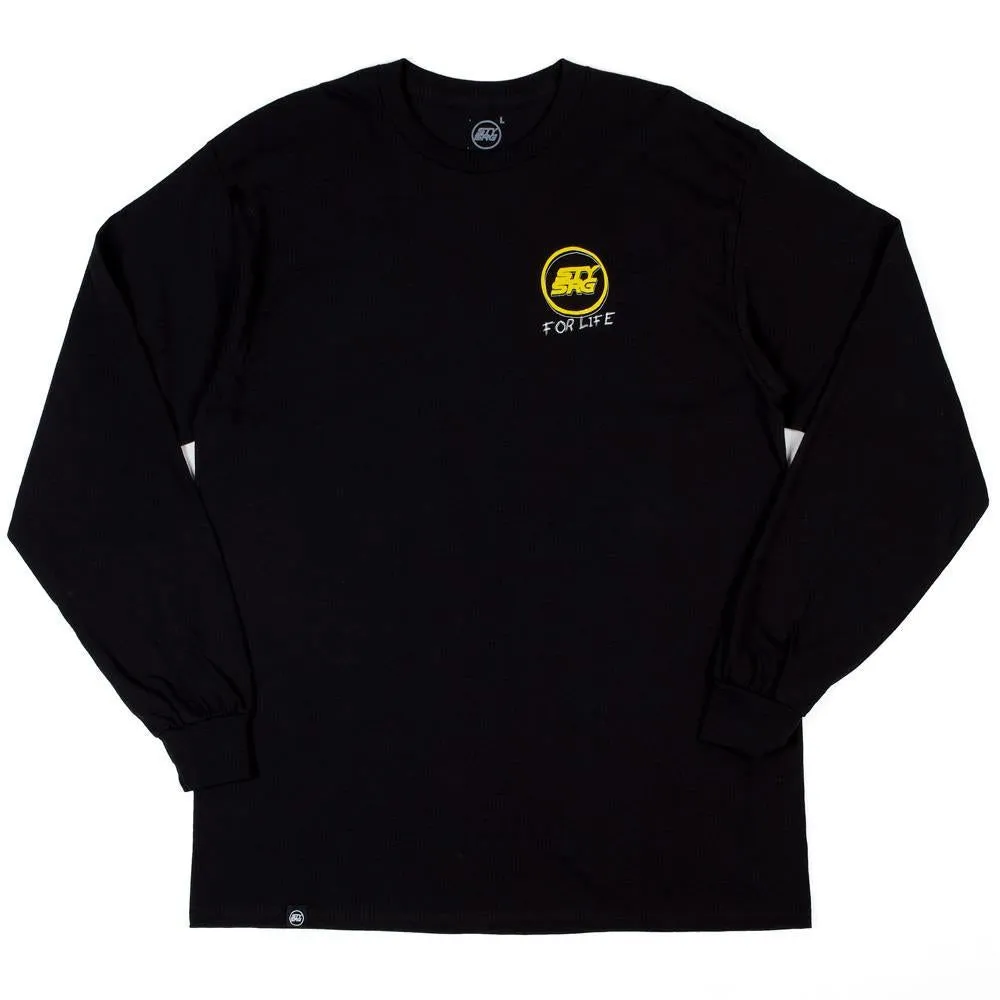 Quick Release Hem Ultra Soft Finish Stay Strong Scribble Long Sleeve T-Shirt - Black