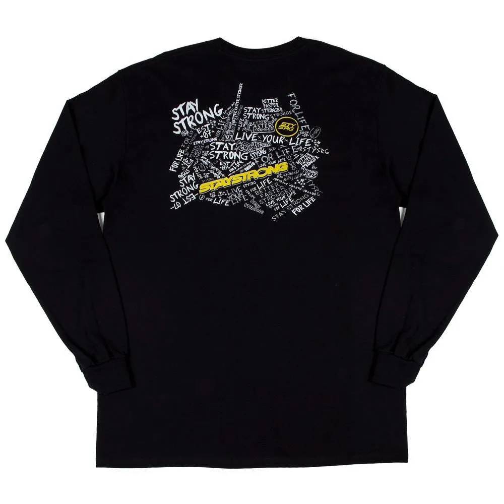 Airflow Ventilation Stay Strong Scribble Long Sleeve T-Shirt - Black