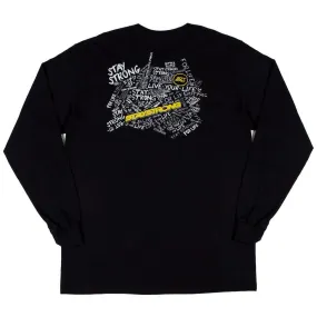 Airflow Ventilation Stay Strong Scribble Long Sleeve T-Shirt - Black