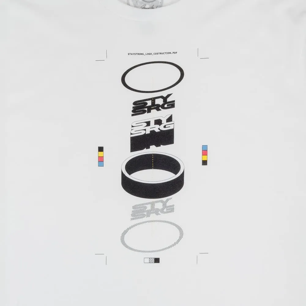 Stay Strong x Jonny Mole Construction T-Shirt - White Durable Ribbed Hem