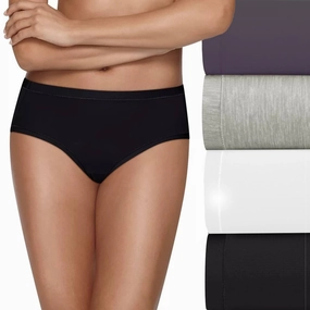Hanes Womens Ultimate Cool Comfort 4-Pack Low Rise Briefs Panties Black/blue/multi-Color Eco Friendly Dye Relaxed Silhouette