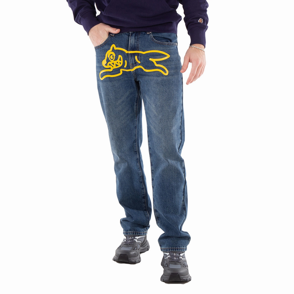 Billionaire Boys Men's Blue Icecream Running Dog Jeans Brunch Outfit Vintage Lover Formal Stretch Enhanced Mobility