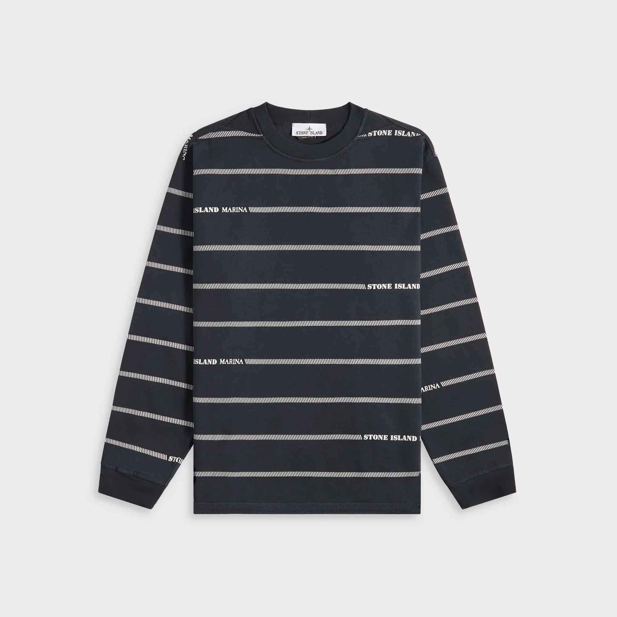 Breathable Knit Wear Stone Island Combed Organic Cotton Sweatshirt - Blue Marine