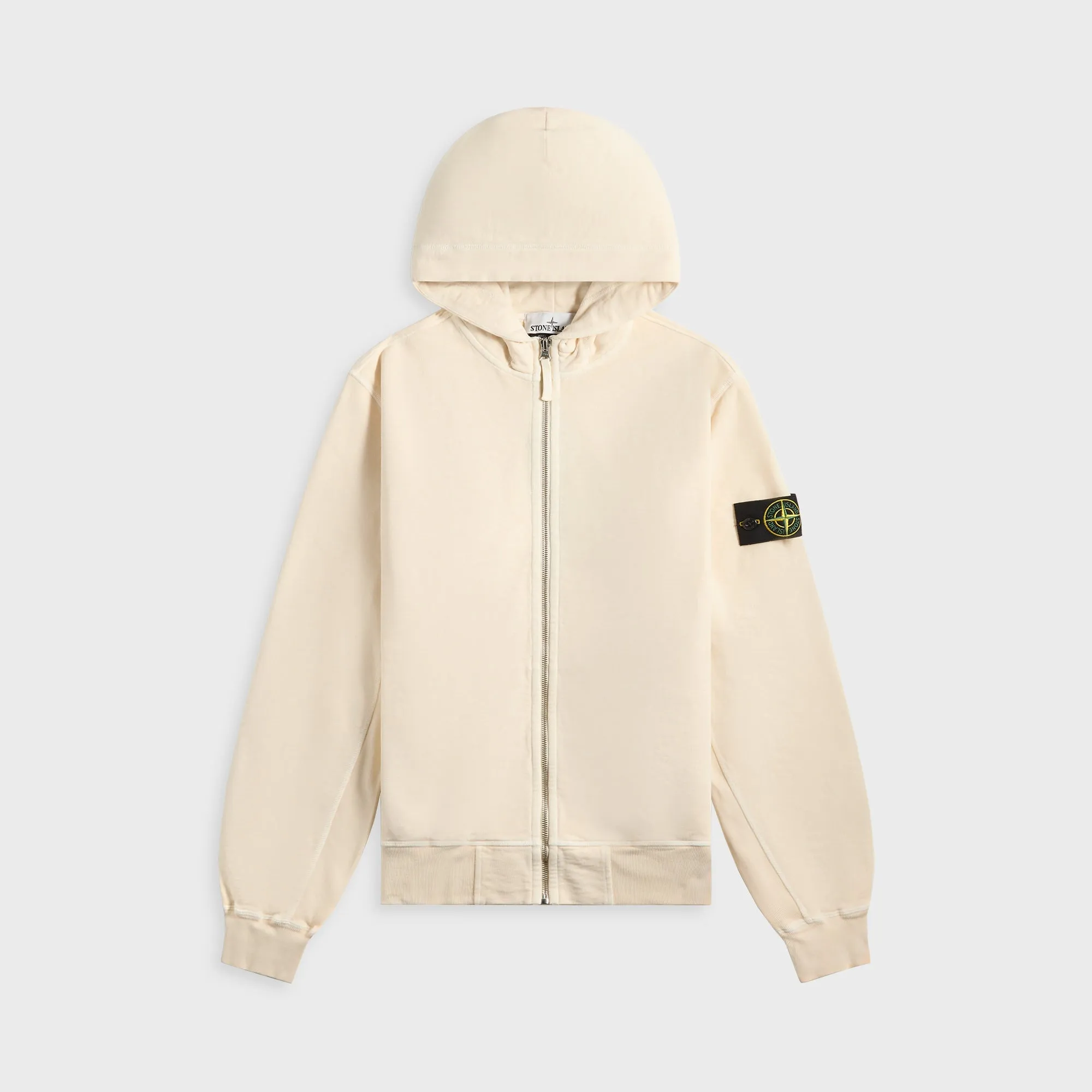 Stone Island Malfile Fleece Garment Dyed Old Effect Zip Hoodie - Biege Weekend - wear