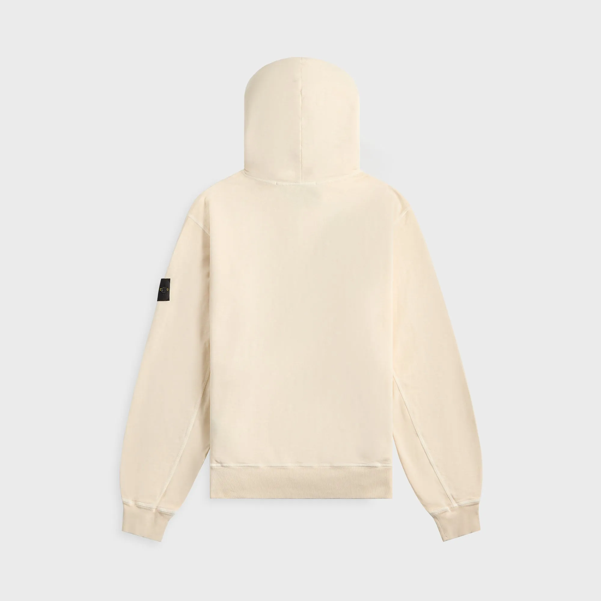 Woolen Fashionable Stone Island Malfile Fleece Garment Dyed Old Effect Zip Hoodie - Biege