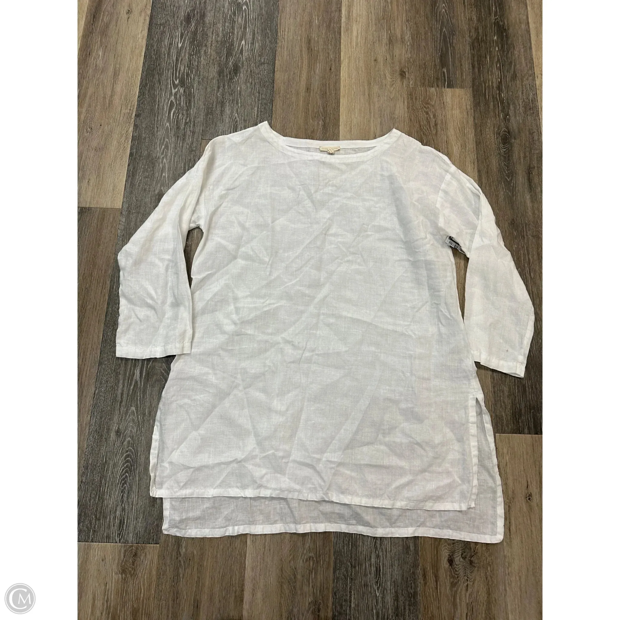 Tunic 3/4 Sleeve By Eileen Fisher In White, Size: Xs Sun Protection Fabric