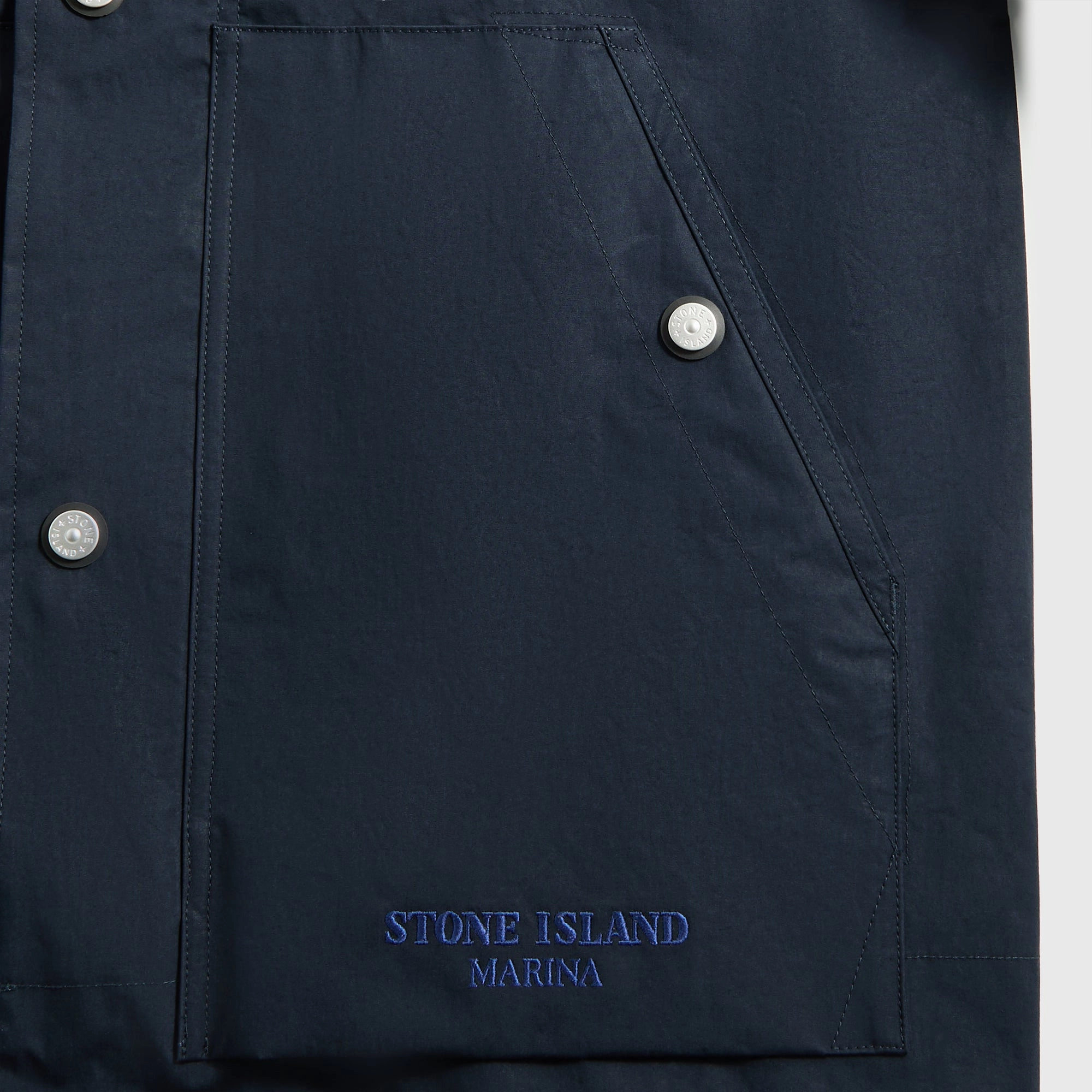Stone Island Aluminum Tela Marina Short Parka - Navy Blue Adjustable hood design