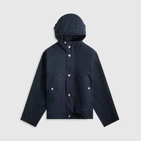 Layered Drape Insulated Design Stone Island Aluminum Tela Marina Short Parka - Navy Blue