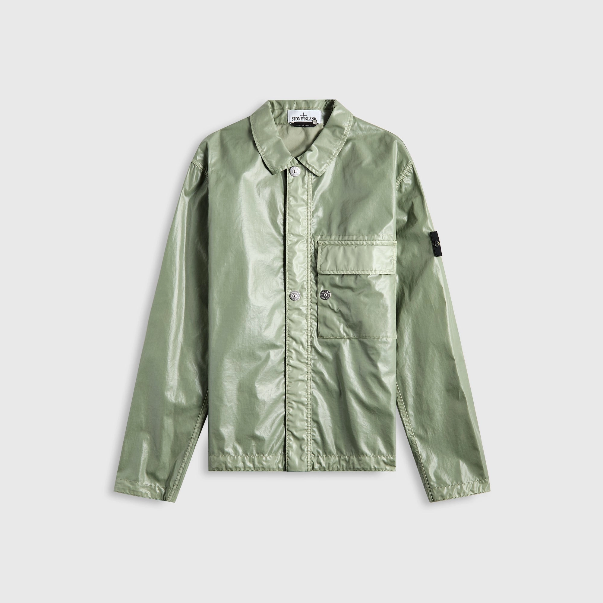 Aramid Fiber Reinforcement Stone Island Mussola Gommata-Tc Garment Dyed Jacket - Sage