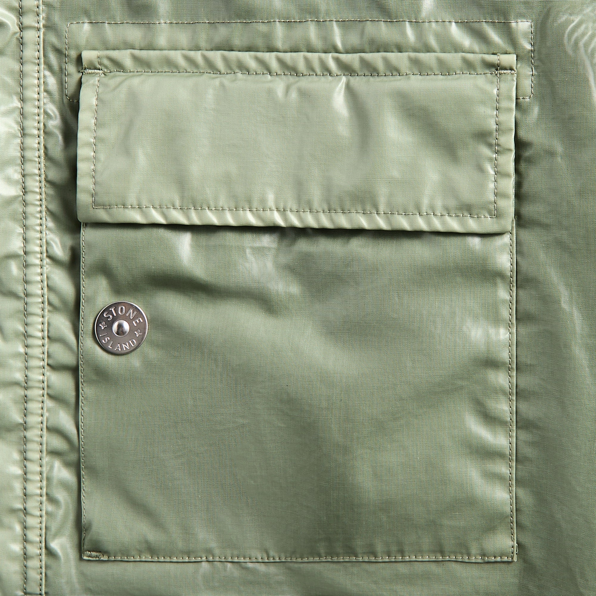 Refined Casual Packable Construction Stone Island Mussola Gommata-Tc Garment Dyed Jacket - Sage
