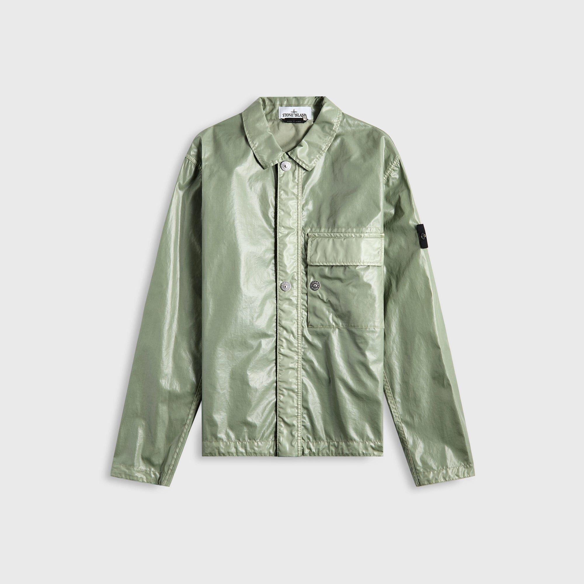 Two Way Zipper Stone Island Mussola Gommata-Tc Garment Dyed Jacket - Sage