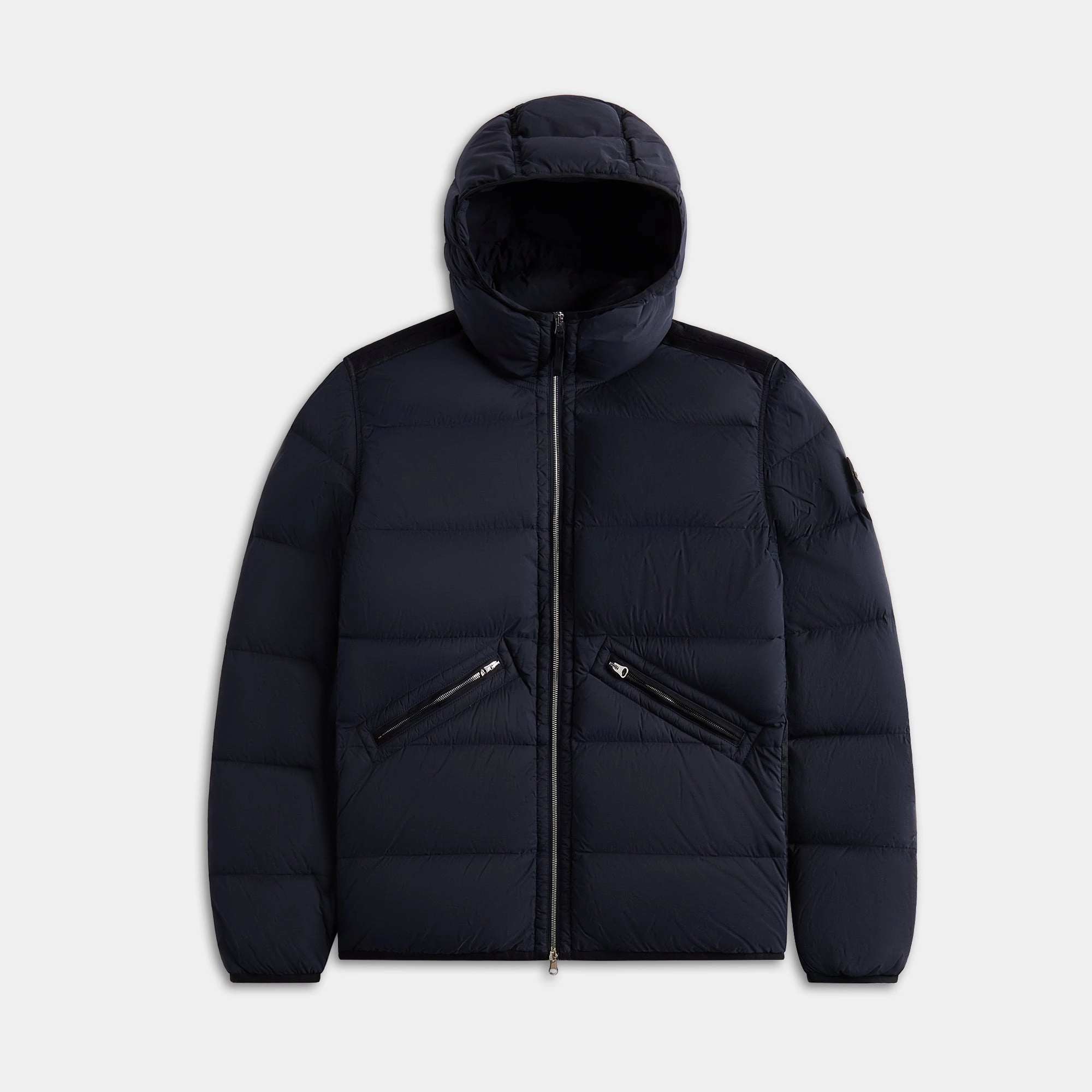 Stone Island Real Down Hooded Jacket - Navy Blue Compression Layer TapedSeamConstruction