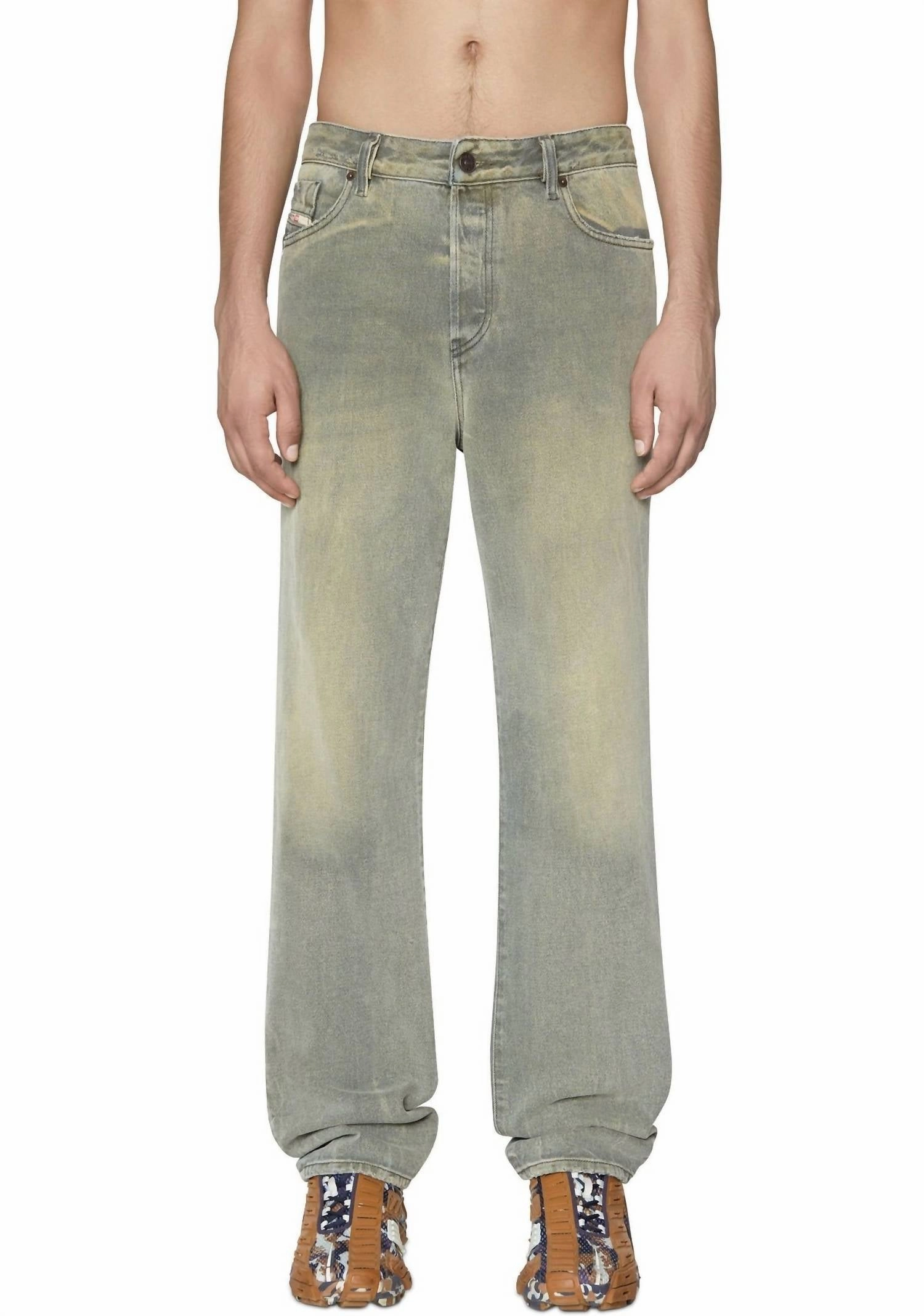 Men's D-Rekiv Washed Straight Fit Denim Jeans In Grey Anti Static Treatment