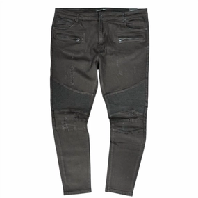 Durable Build Men's Moto Denim Jeans In Black