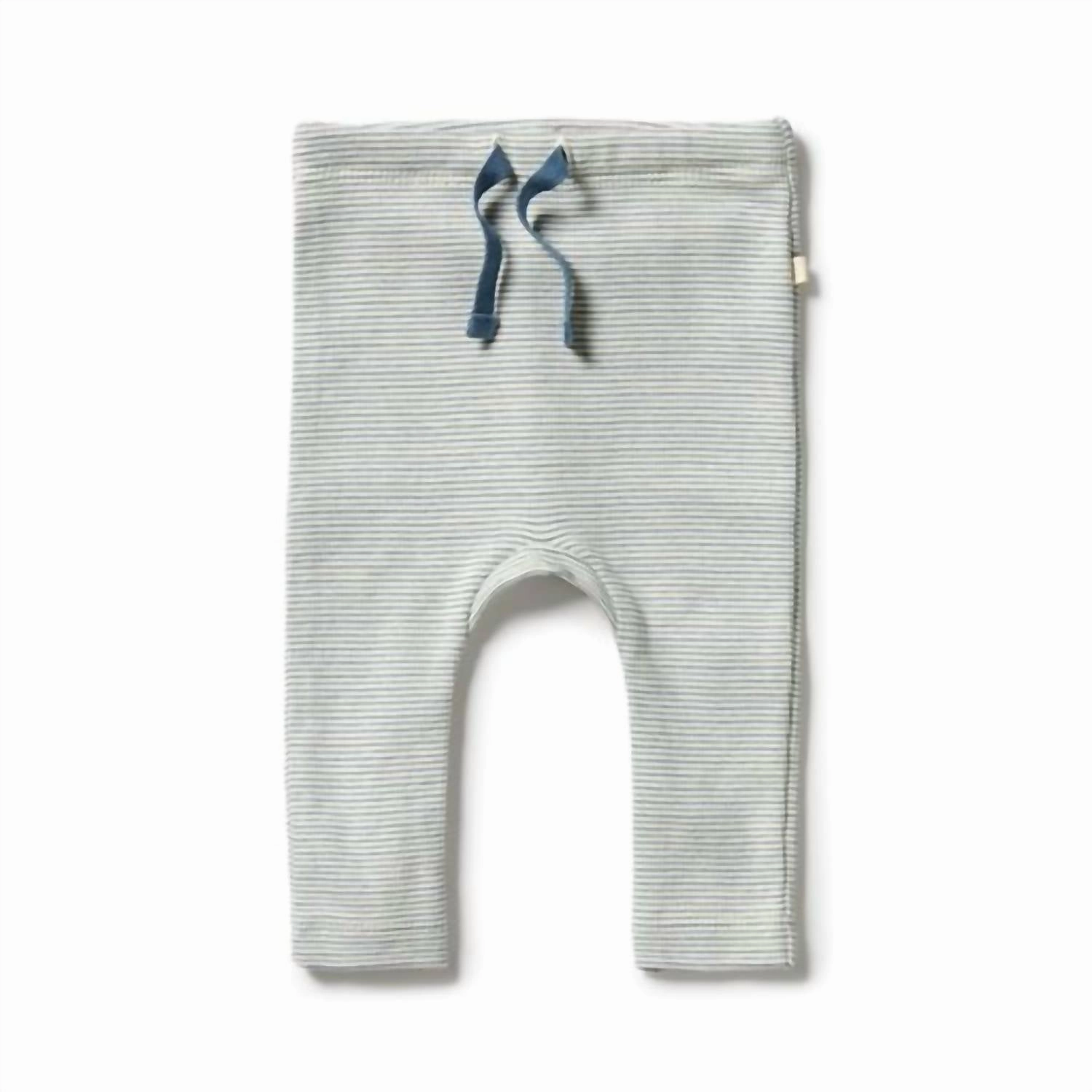 Kid's Organic Stripe Leggings In Bluestone DurableBartack