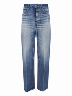 Pre Shrunk Fabric Straight Logo Jeans ?C Blue