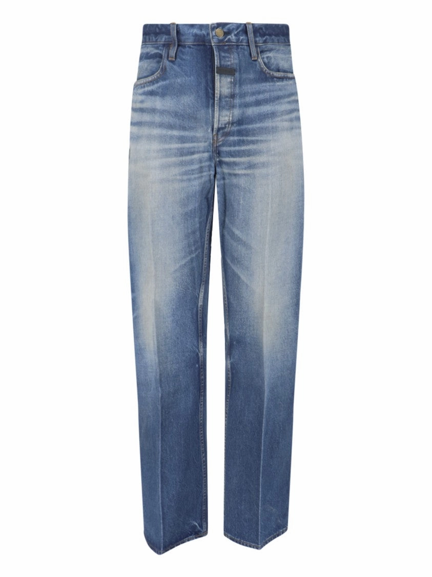 Pre Shrunk Fabric Straight Logo Jeans ?C Blue