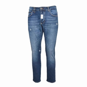 Lightweight Material Straight Skinny Fit Jeans In Blue Denim