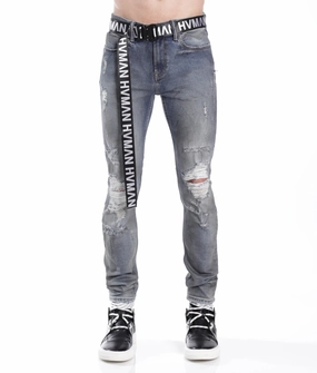 Strat Super Skinny Fit Jean W/Black Belt In Alloy Anti Fade Technology