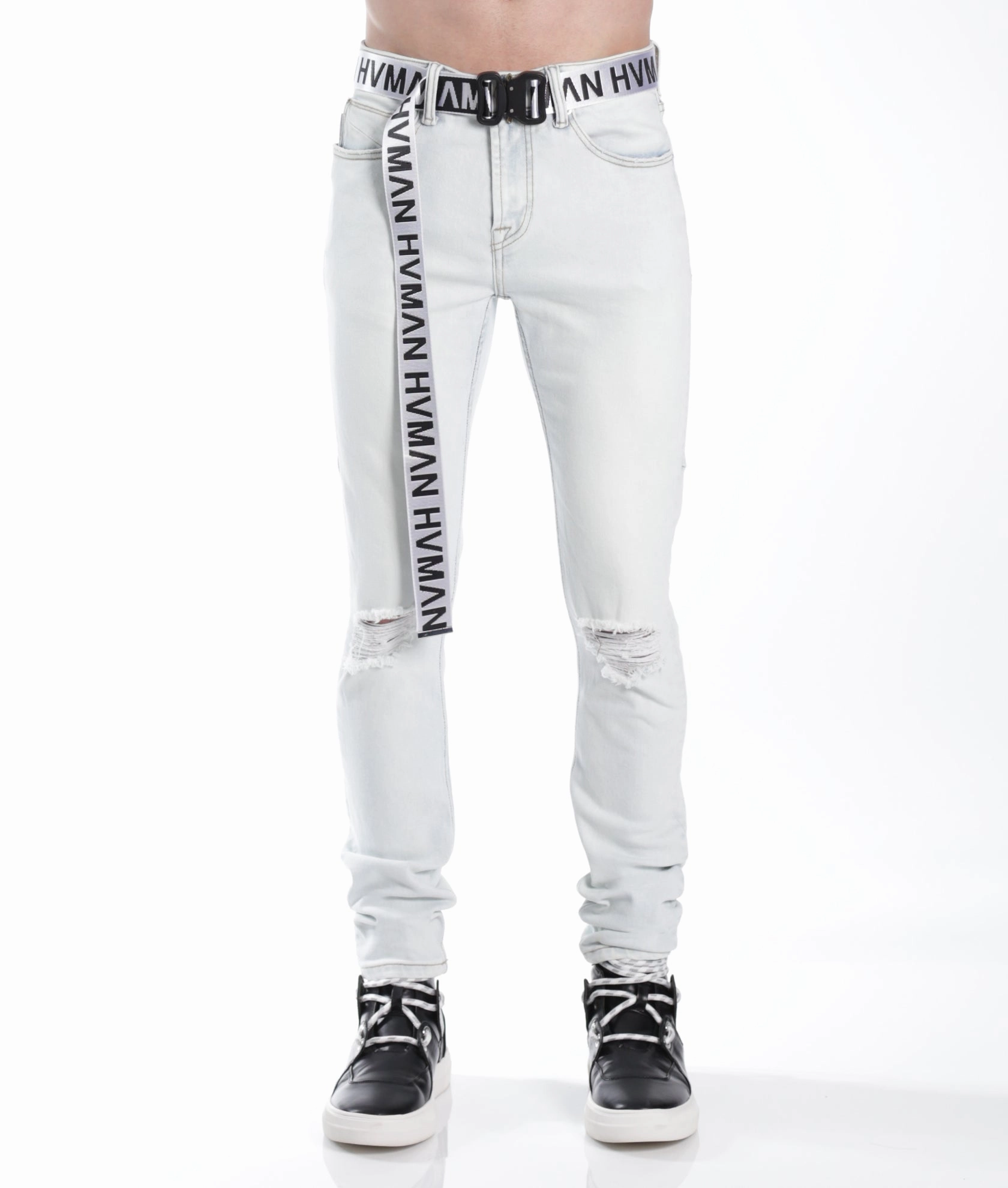 Strat Super Skinny Fit Jean W/White Belt In Zephyr Effortless Layer Base Fit Piece