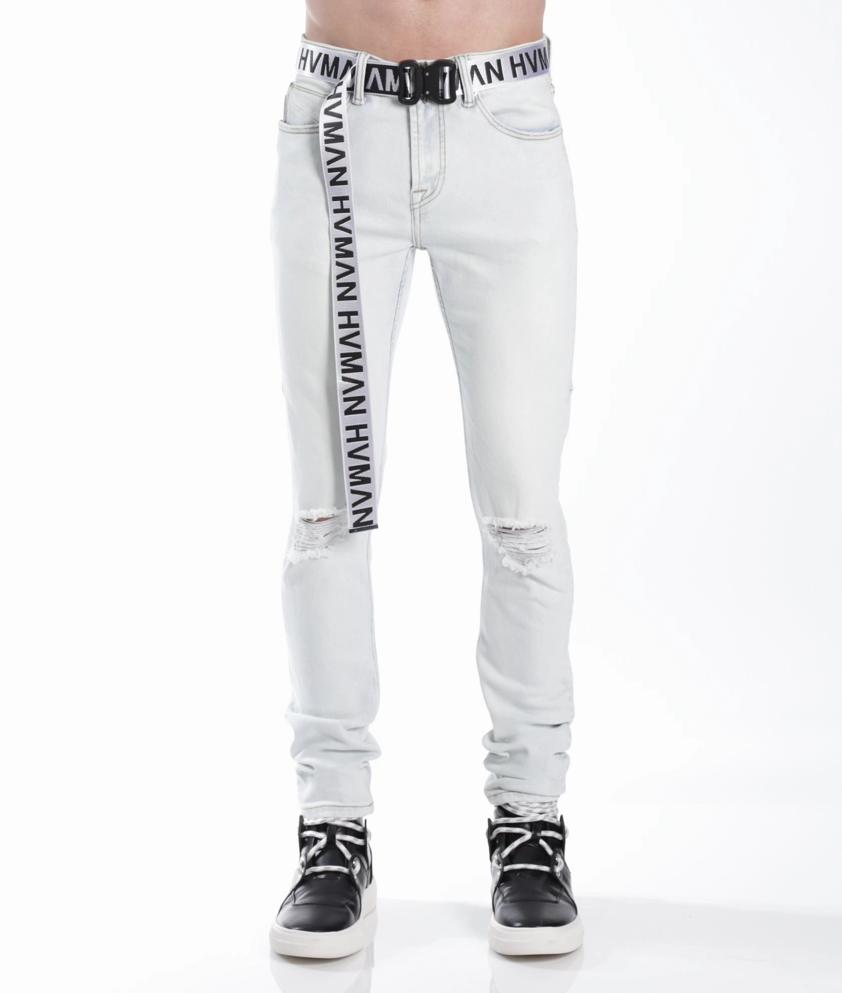 Anti Pilling Technology Strat Super Skinny Fit Jean W/White Belt In Zephyr