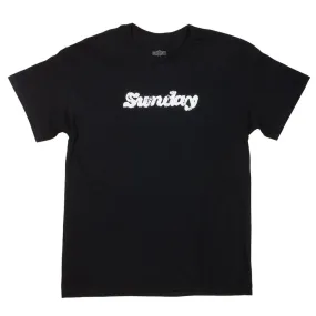 Sunday Hard Print T-Shirt - Black With White Ink Sporty Appeal Eco-friendly