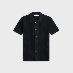 Orlebar Brown Tiernan Chevron Crochet Shirt - Night Iris Floral Motif
