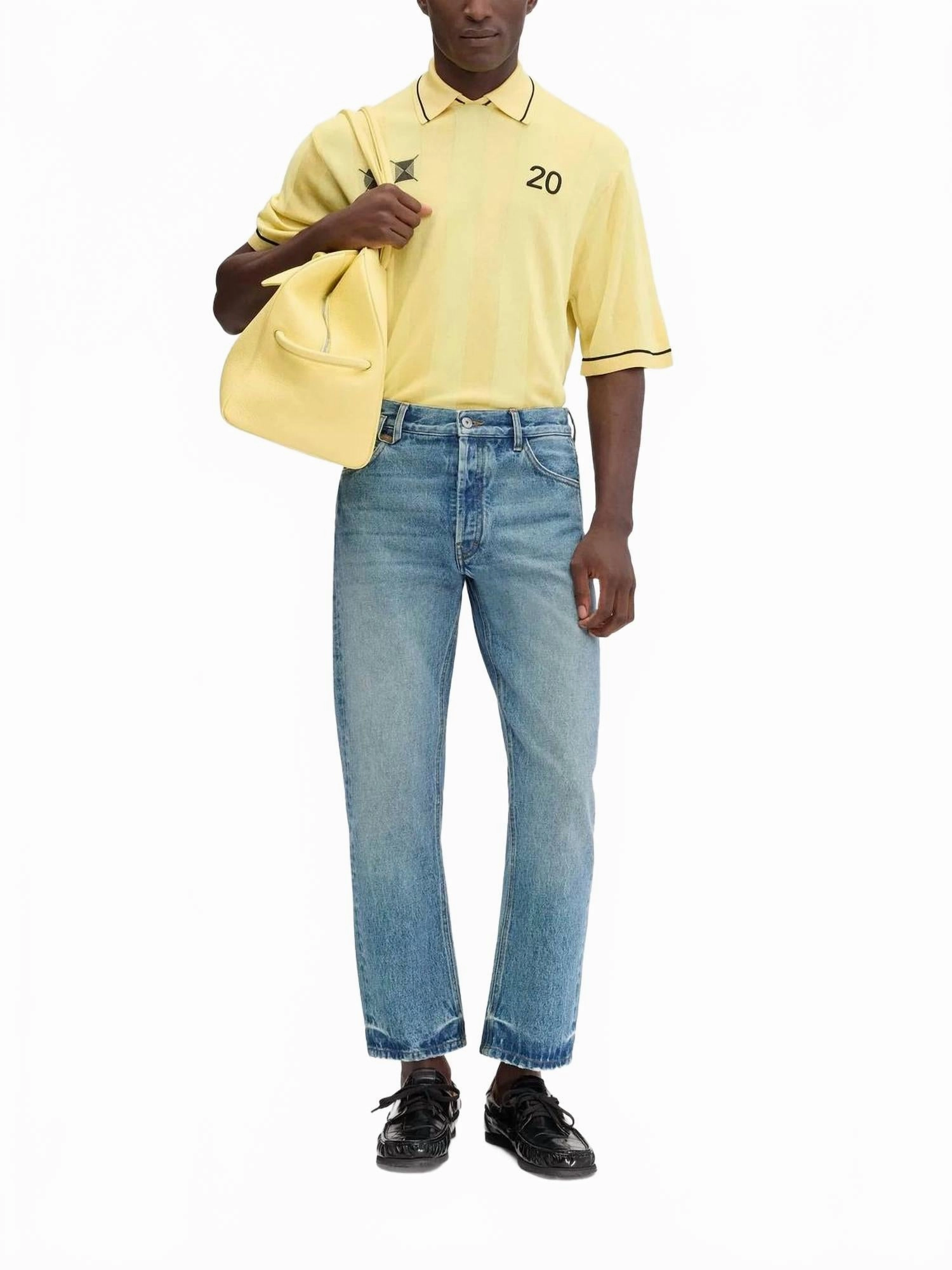 Venice De-N?mes Denim Pants In Blue/tabac Loose Textured Travel Outfit