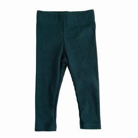 Kid's Ribbed Leggings In Bottle Green Flexible Layer