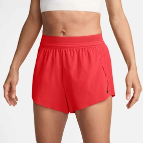 Nike | Women's AeroSwift Dri-FIT ADV Mid-Rise Brief-Lined 3" Running Shorts - LT Crimson wide-leg fit