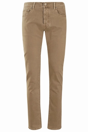 Stretch Gabardine Trousers With Elegant Detailing Garment Washed Softness Simple Utility