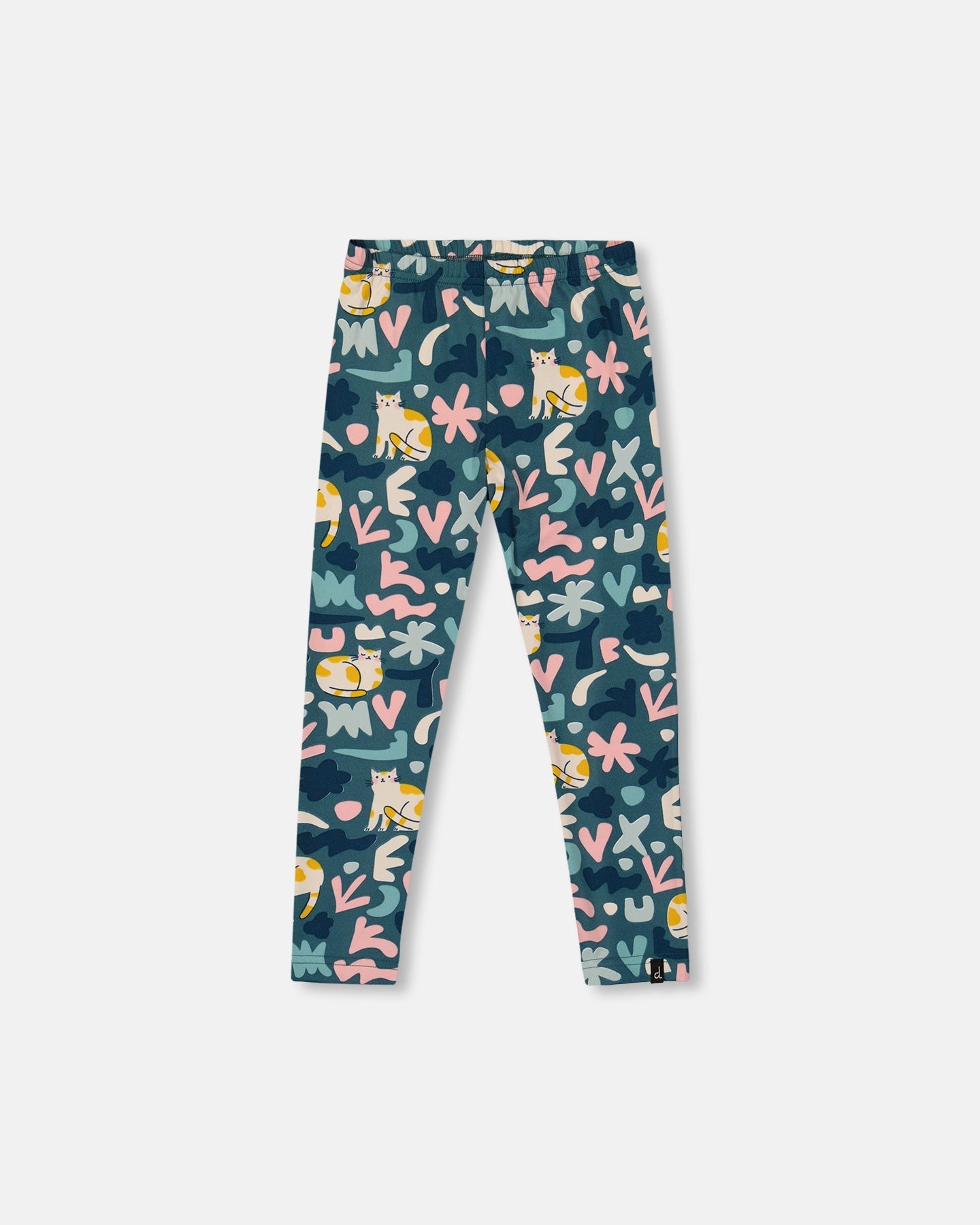 Active Fit Work Flex Stretch Jersey Leggings Green Cat Print
