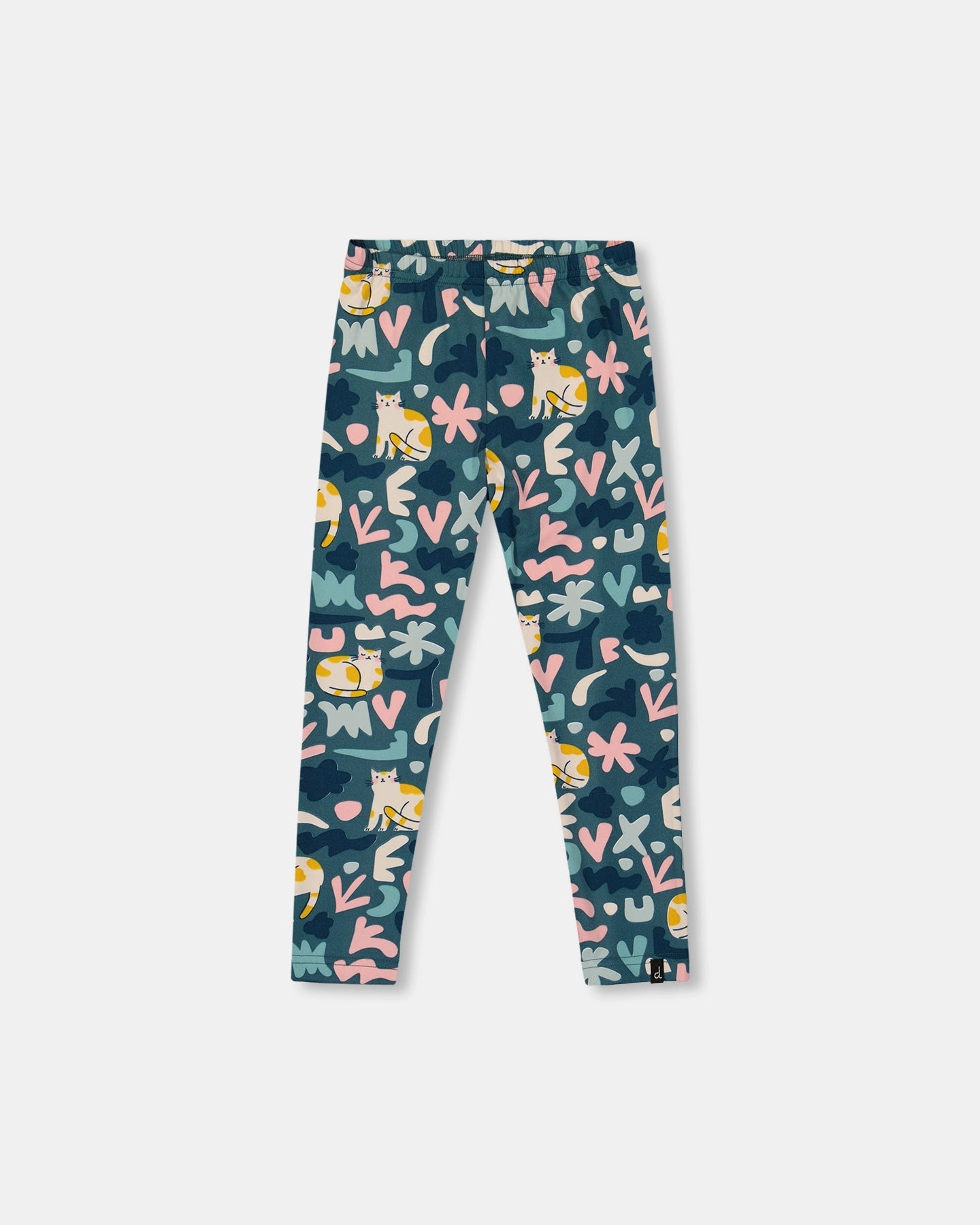 Perfect Pair ElasticWaist Stretch Jersey Leggings Green Cat Print