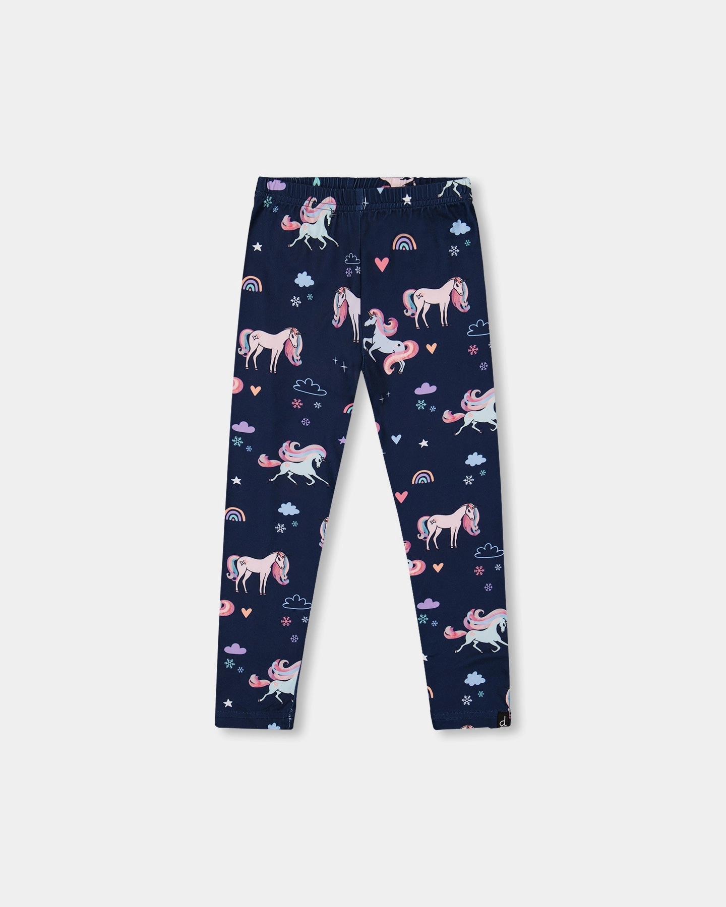 Outdoor Friendly Stretch Jersey Leggings Navy Unicorn Print