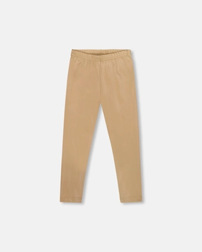 Durable Hem Stretch Shiny Leggings Golden Beige