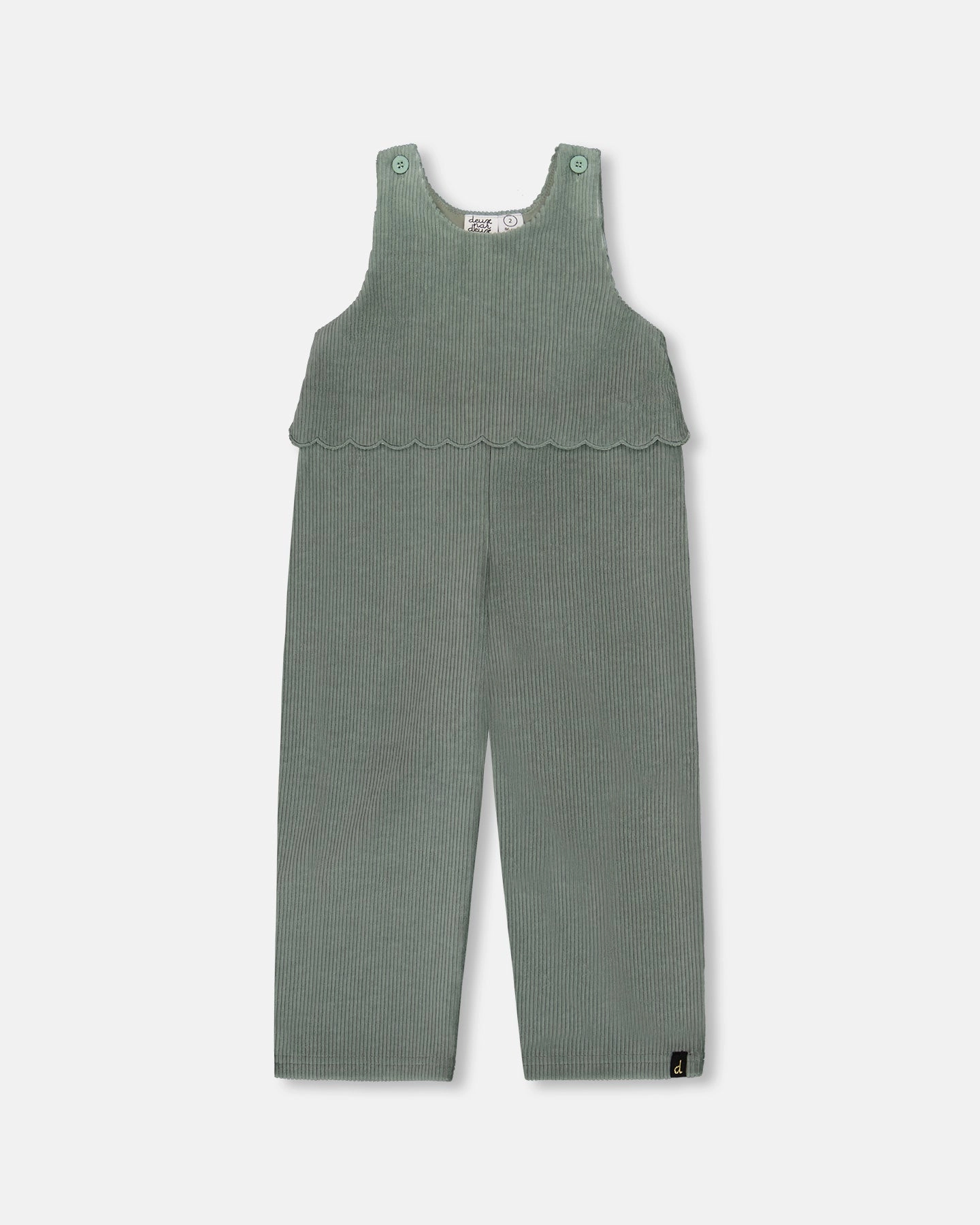 Stretch Velour Faux-Layered Overalls Jade Green Versatile Look Seamless Waistband