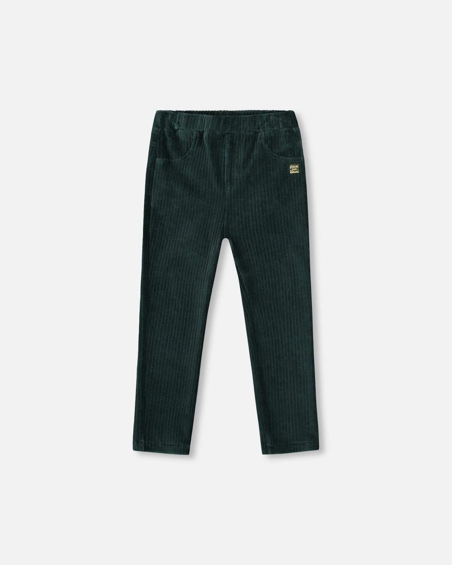 Stretch Velour Rib Treggings Dark Green PermeableCloth Hidden pockets