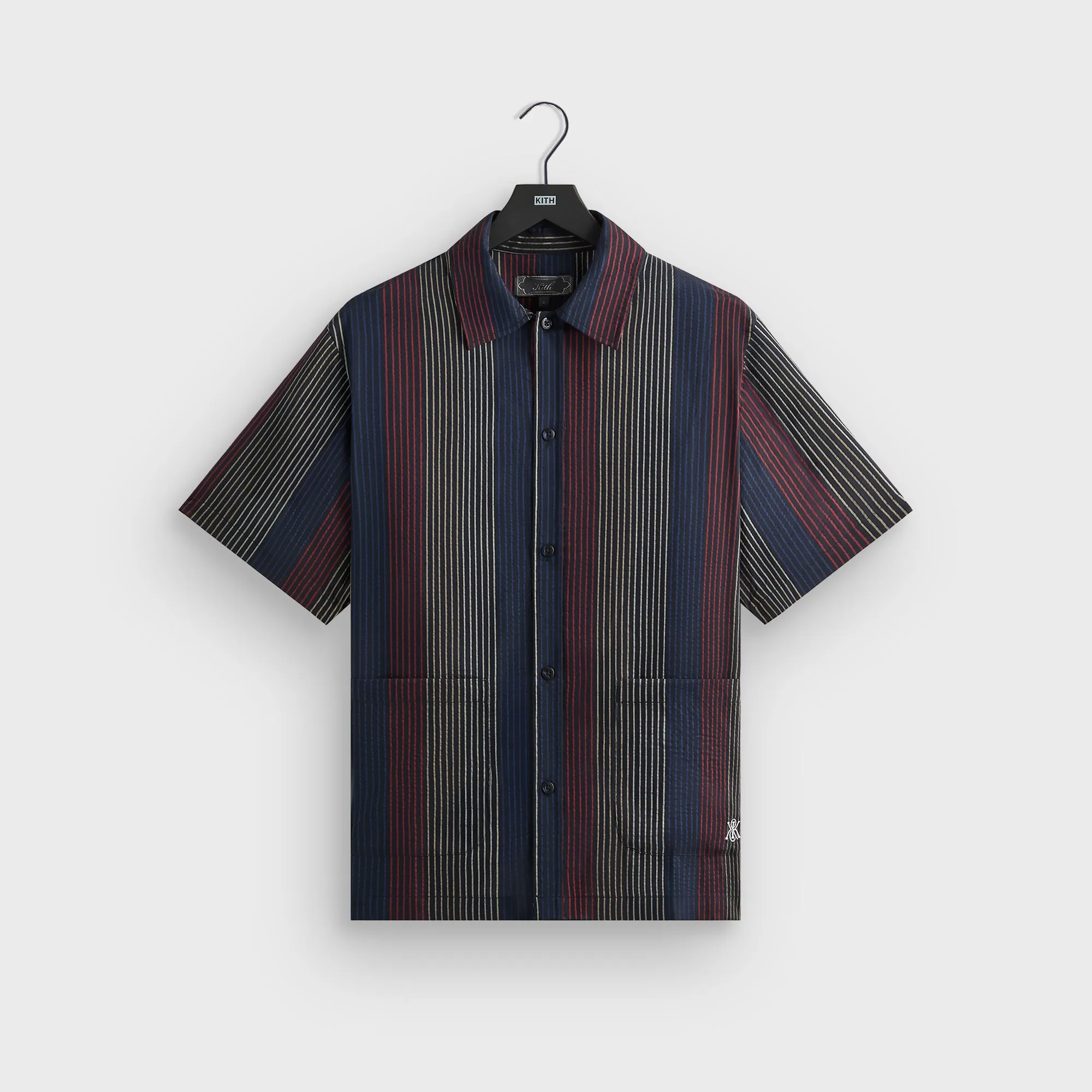 Kith Seersucker Boxy Collared Overshirt - Nocturnal Bold Graphics Urban Fashion