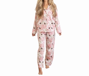 Flannel Long Pajama Set In Nutcracker Rose hypoallergenic material