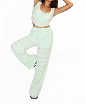 Hypoallergenic fabric SweatWicking Fabric Pass Me A Lace Top And Pants Set In Mint