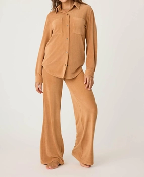 Cozy Corduroy Lounge Top In Camel Buttery Soft Texture