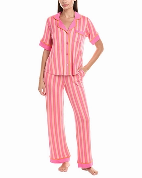 Room Service 2pc Dakota Pajama Set No Slip Grip Minimalist Stitching