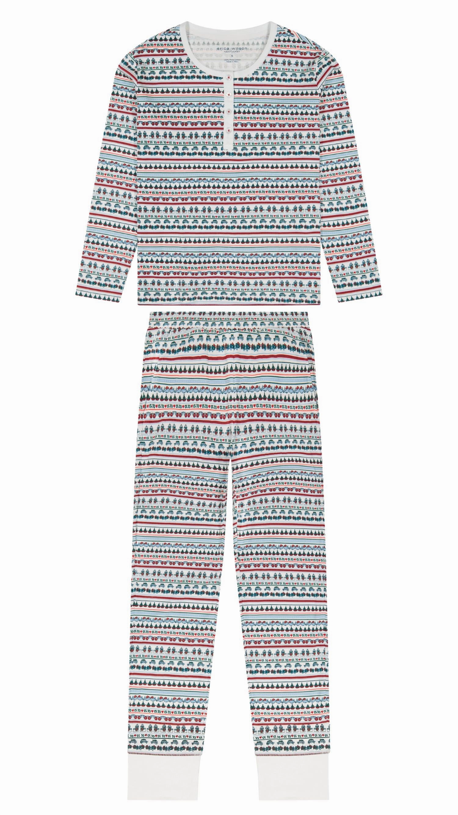 Adjustable Drawcord Women's Long Pajama Set In Stroll