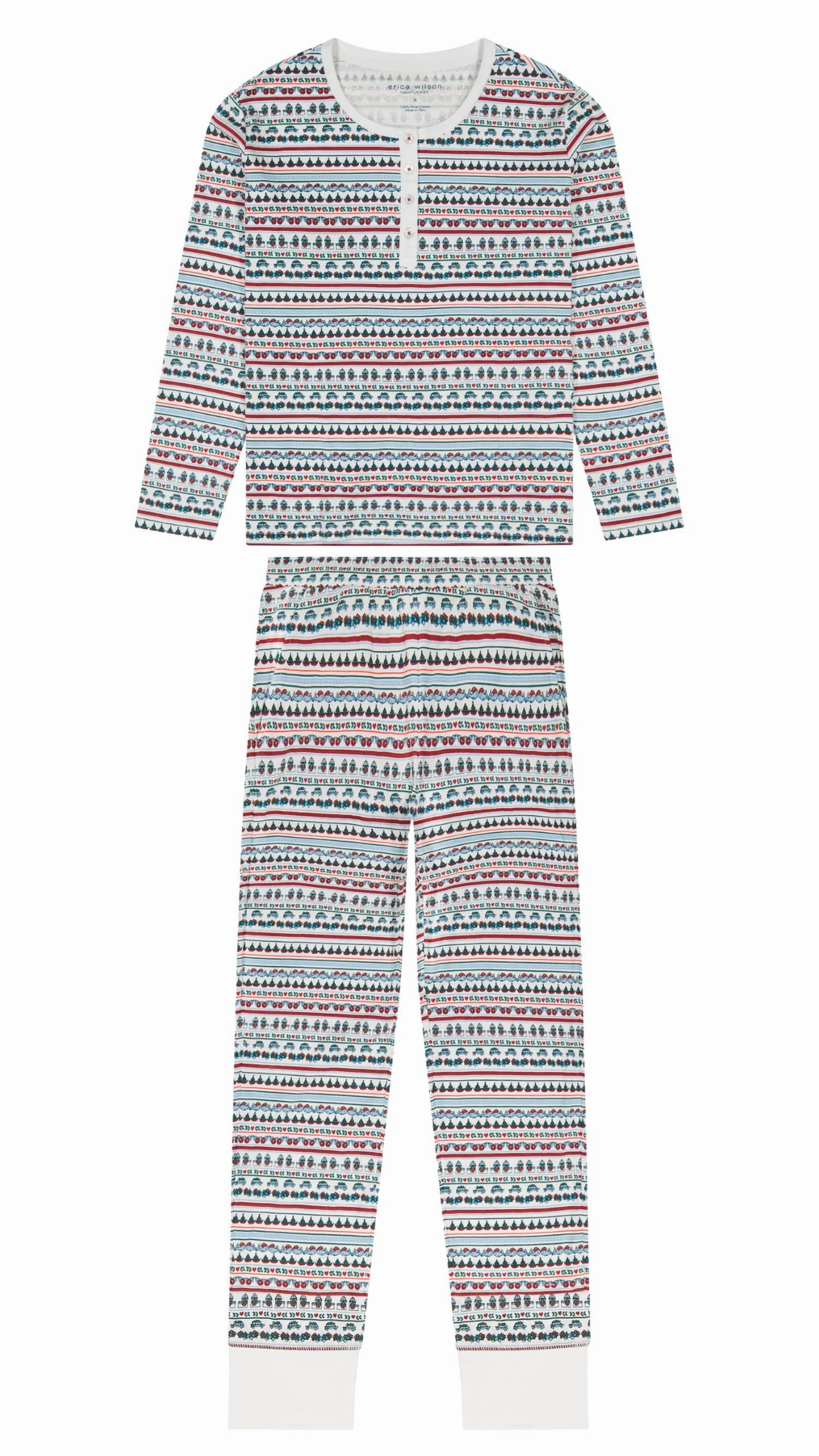 Women's Long Pajama Set In Stroll Adaptive Body Contouring Flexible Stretch Fabric