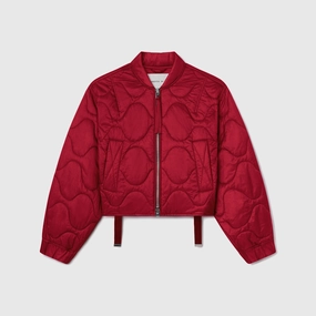 Agolde Iona Quilted Jacket - Tomato Ventilation System Stripe Look
