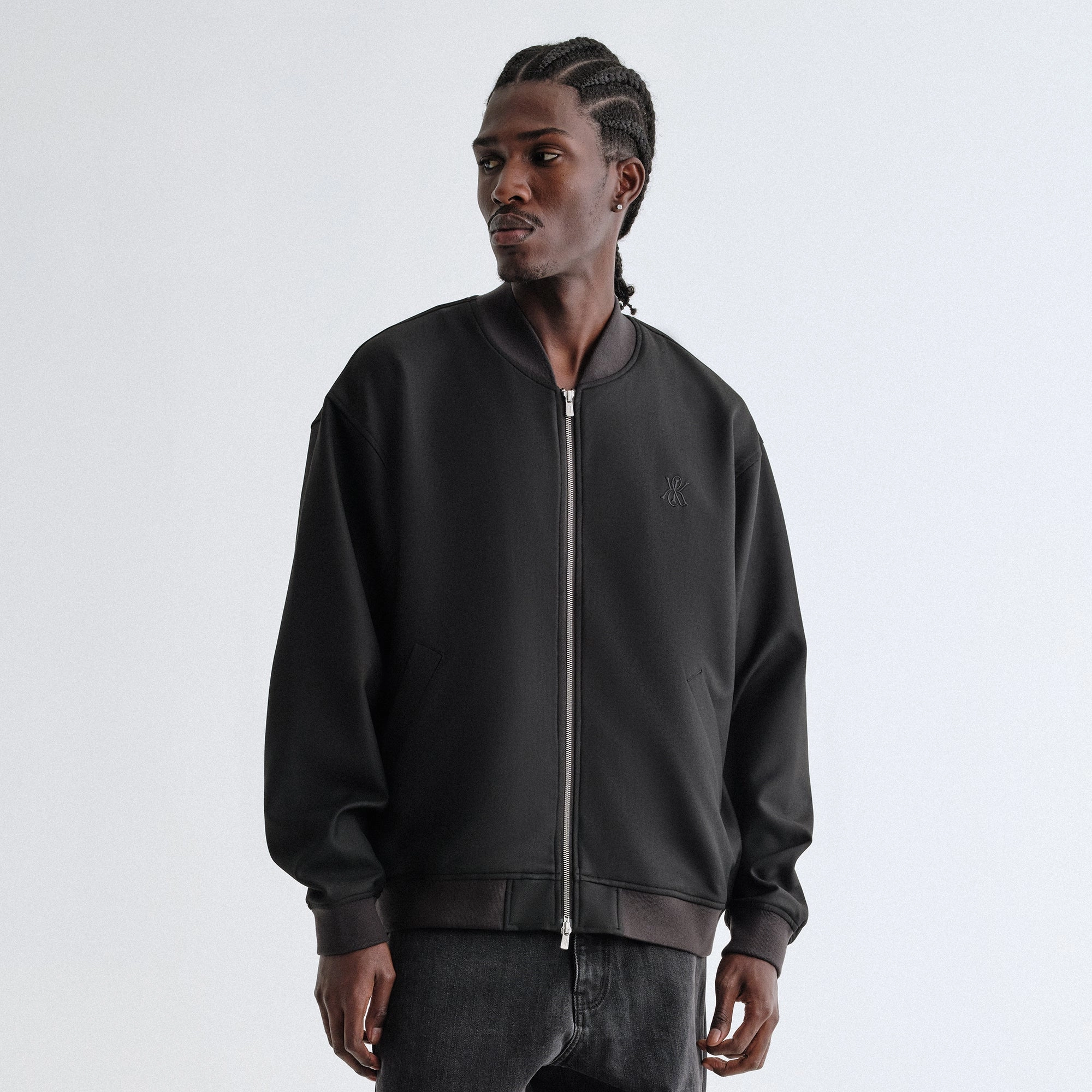 Anti Pill Fabric Tech Eco Friendly Construction Kith Double Weave Avery Bomber Jacket - Black