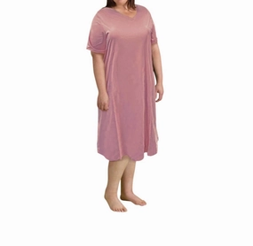 Tear Resistant Fabric Cotton Ultra Soft Short Sleeve Sleep Tee - Plus In Dusty Rose
