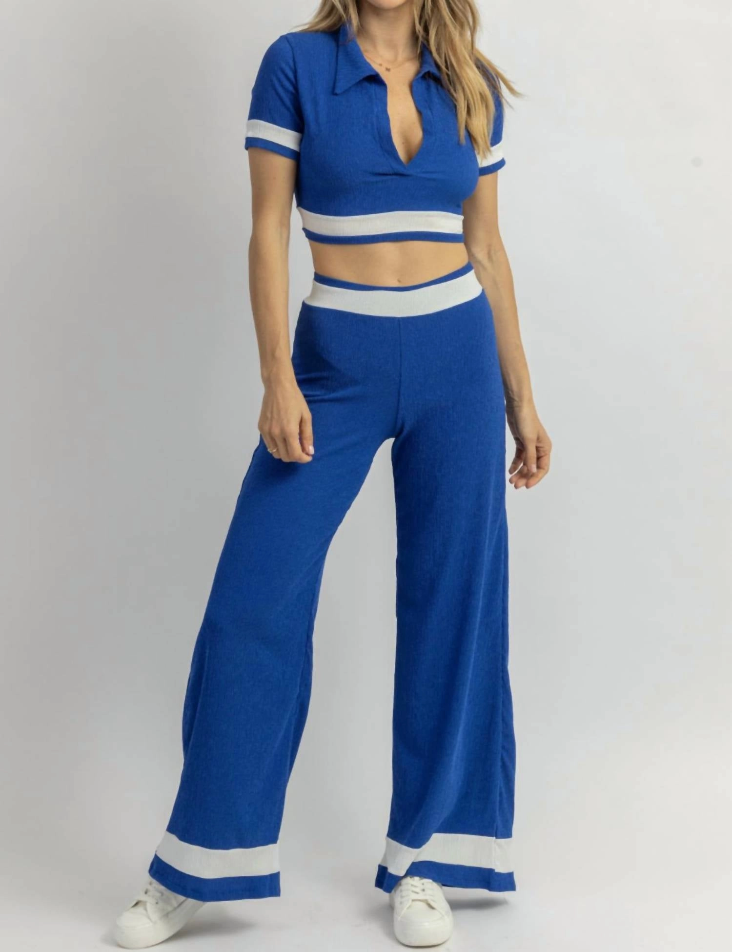 LongLasting Durability Striped Pant Set In Pacifica