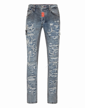 Denim Rock Star Fit Trousers Hexagon Spring Attire Daily Fashion
