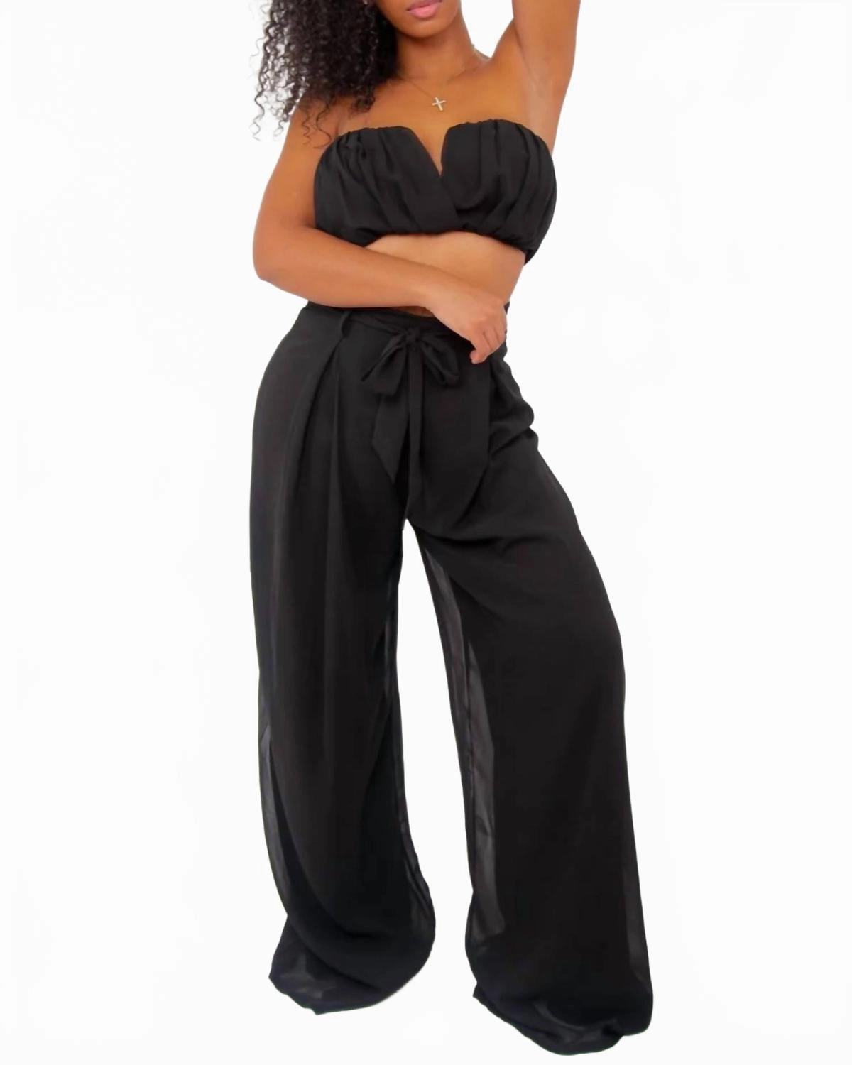 Static Resistant Fibers Tencel Blend Strong Pant Set In Black